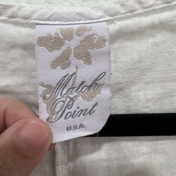 Match Point Women ¾ Sleeve Linen Tunic Blouse Asymmetric L Lagenlook Minimalist - Picture 2 of 7